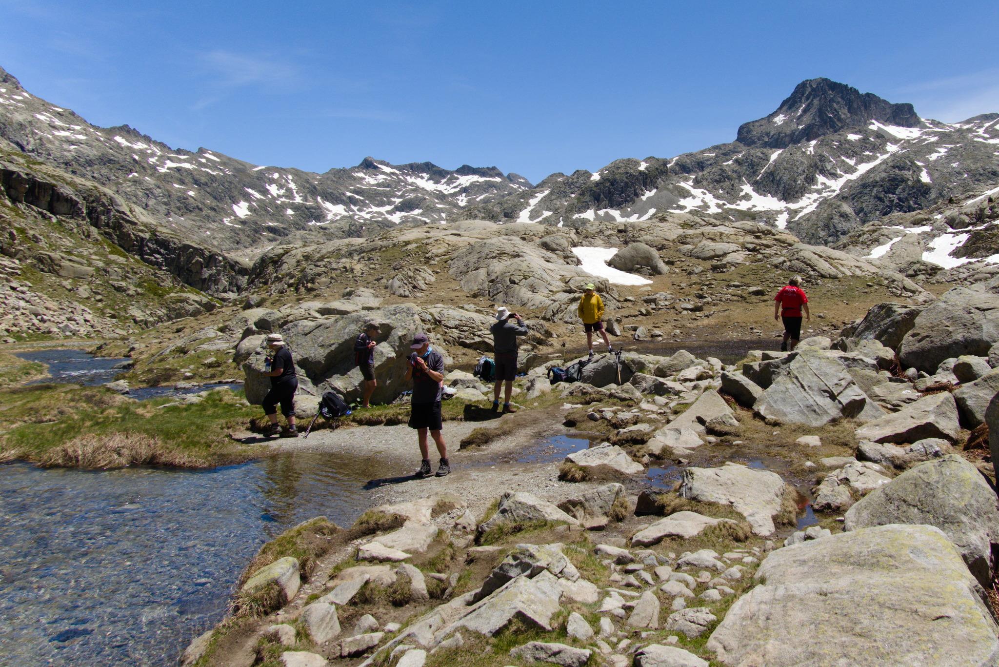 Lunch stop on the banks of the river. The border ridge with France lies to the left