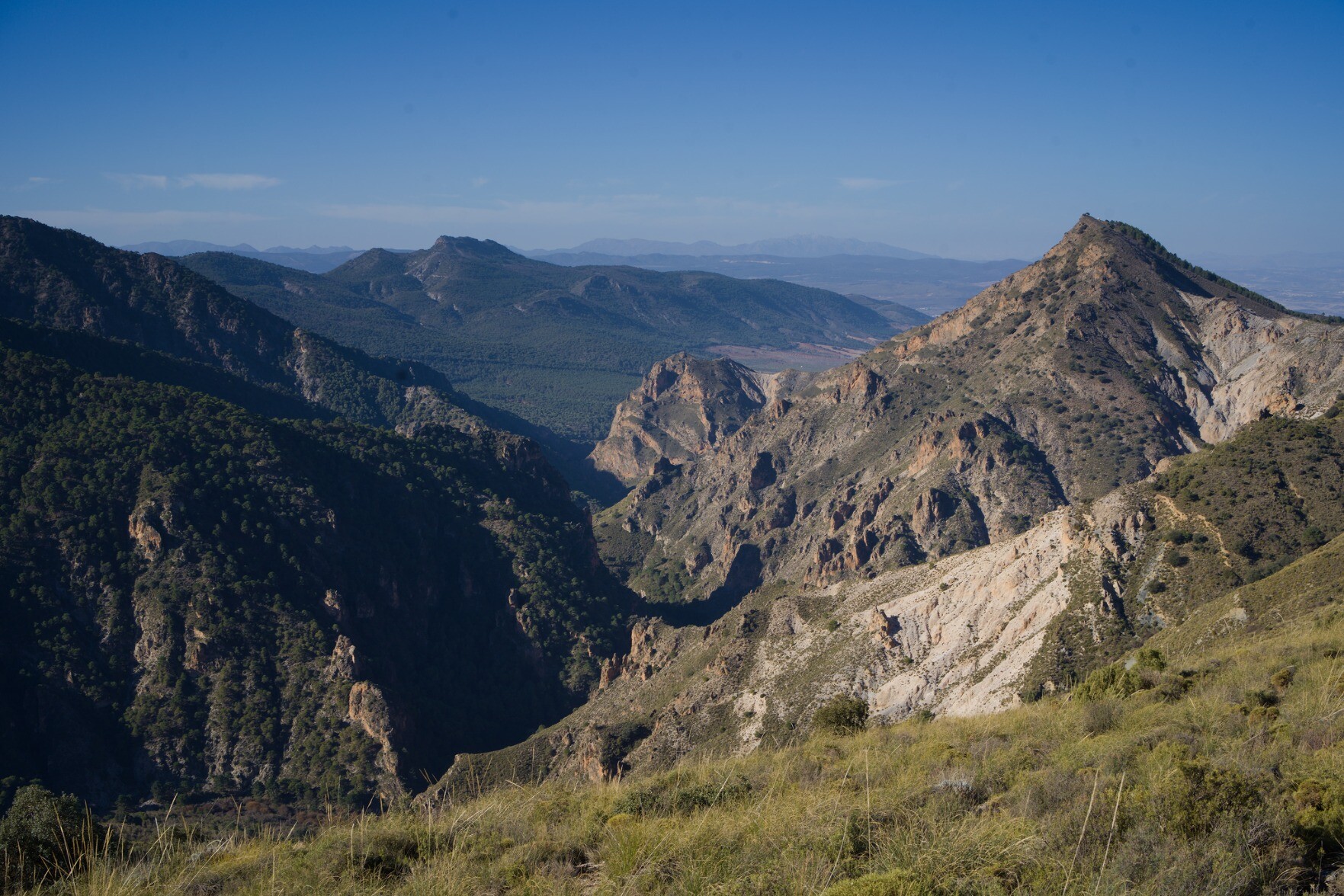Spectacular mountain in Spain with a deep valley to its left