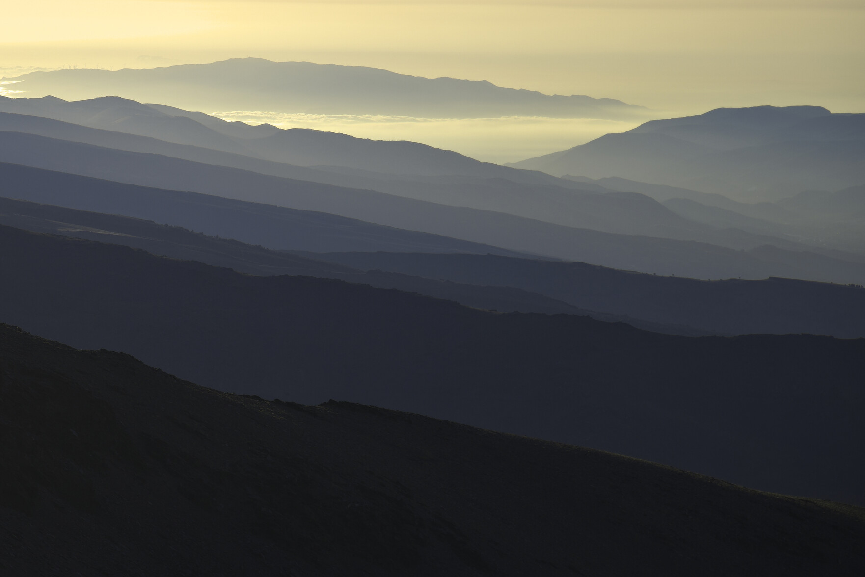 Lines of ridges heading east towards Almeria and the Sierra de Alhamilla