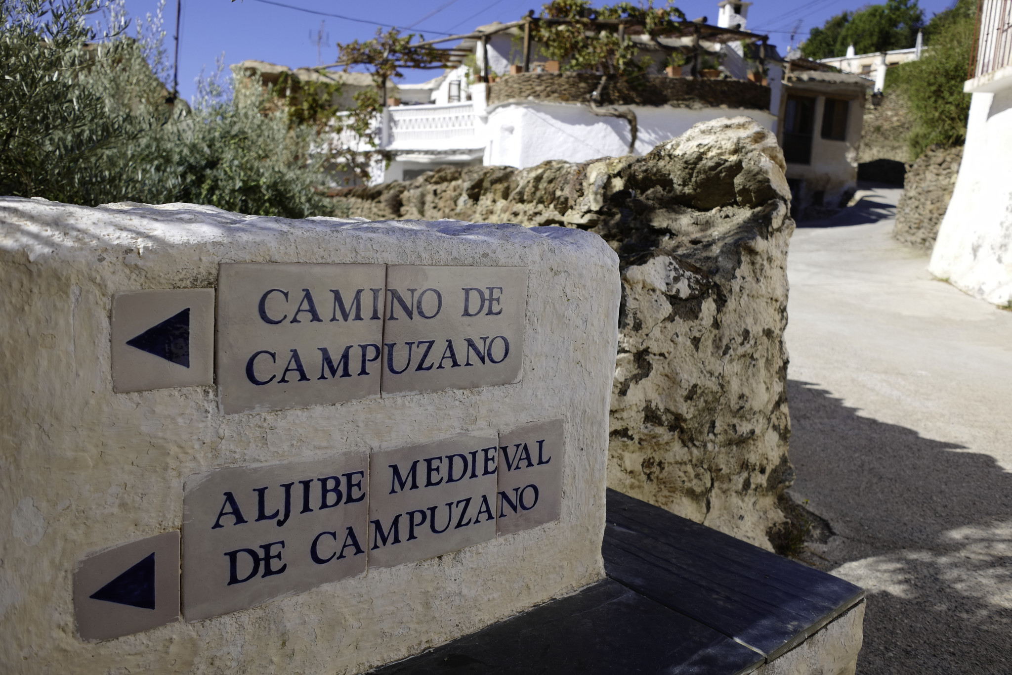 Street signs in the village of Fondales in the Alpujarras, Spain