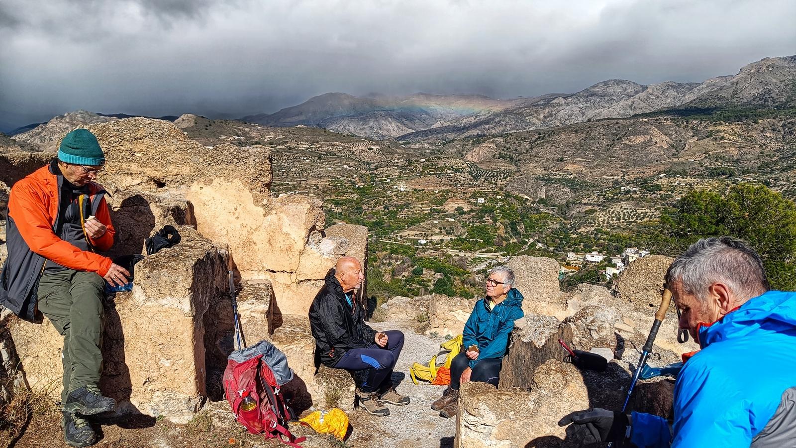 Lunch break at the old Castillo ruins. Heavy dark clouds above us