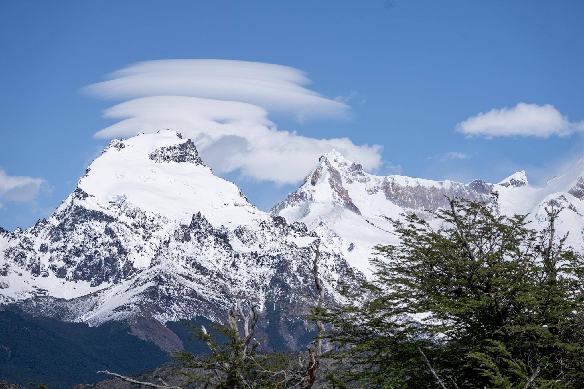 Some lenticular clouds above the summit of Cerro Solo and Cerro Adela range