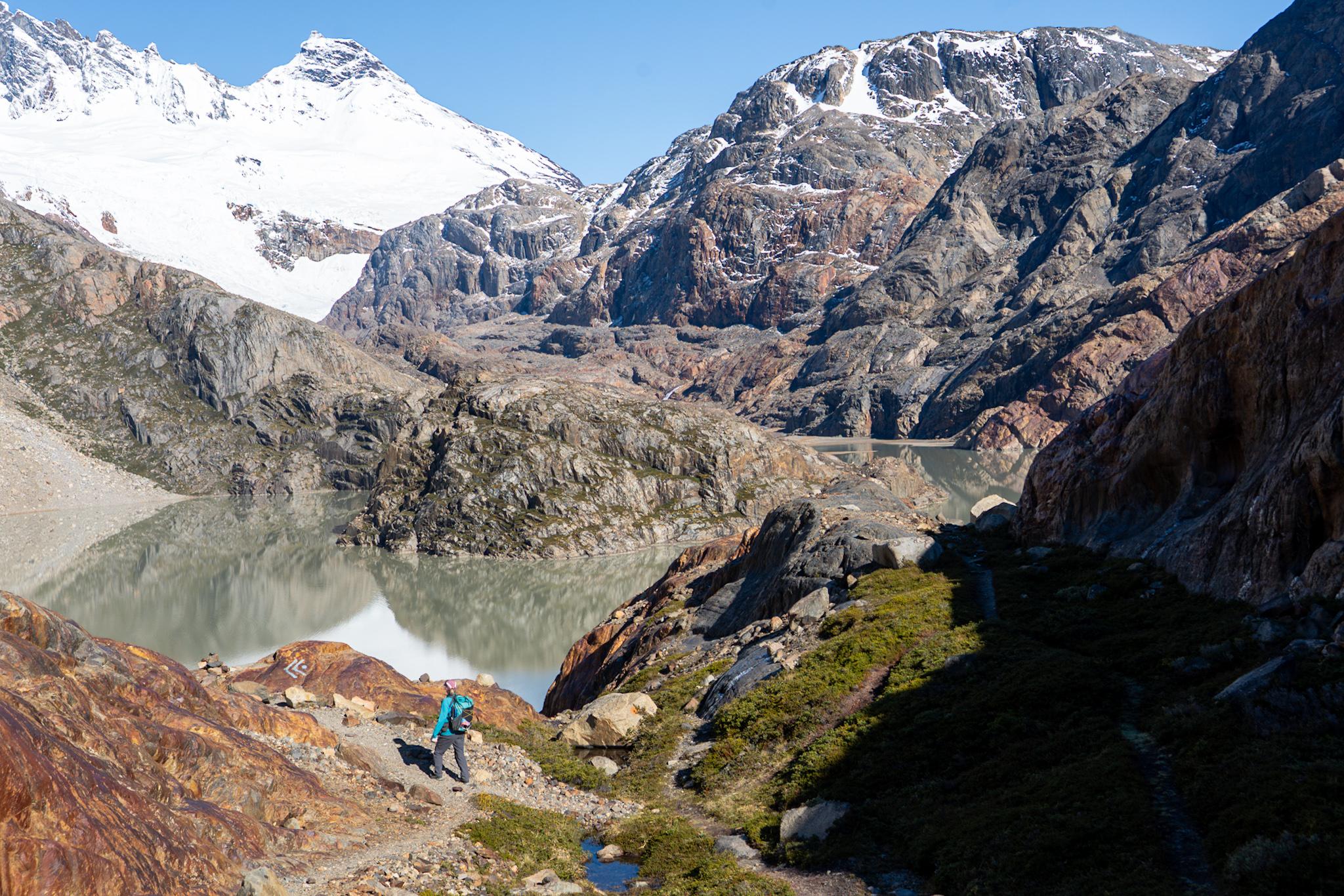 Approaching Rio Pollone crossing with the Marconi pass and Southern Patagonian icecap just to the right of the peak of Marconi Norte